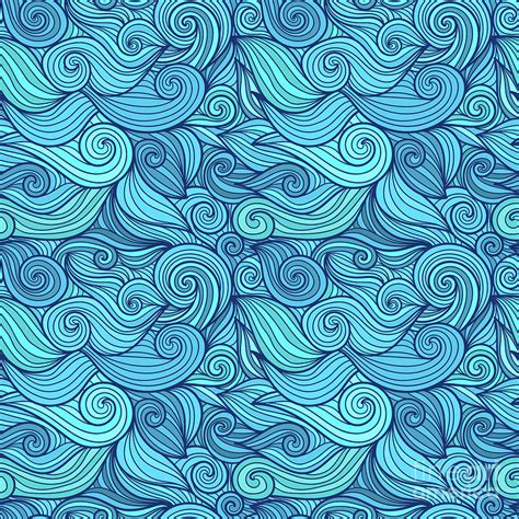 Whimsical Nautical Abstract Retro Ocean Wave Pattern Digital Art by ...