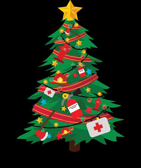 Firefighter Christmas Tree Apparel Digital Art by Michael S - Fine Art ...