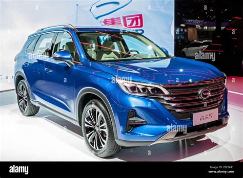 GAC Trumpchi GS5 Chinese compact crossover SUV car at the Paris Motor Show in Expo Porte de ...