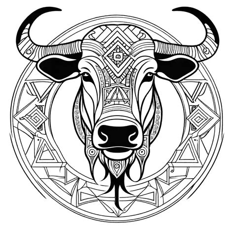 Geometric water buffalo coloring page Lulu Pages