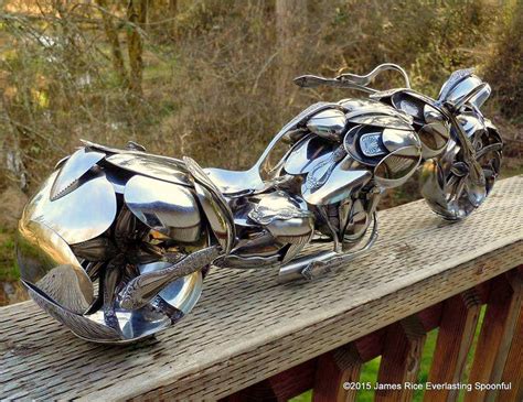 Guy Creates Awesome Motorcycles Using Large Bent Spoons