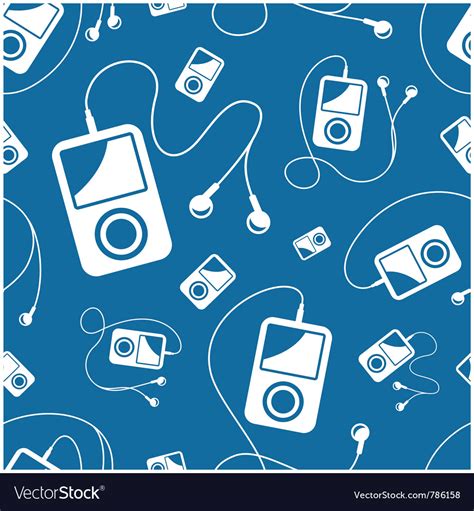 Seamless mp3 player with earbuds background Vector Image