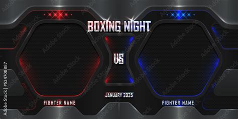 Realistic night boxing 3d poster with modern metallic logo. MMA concept - Fight night, MMA ...