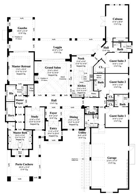 One Story Mansion Floor Plans - Paint Color Ideas