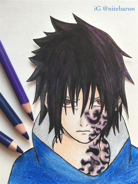 Sasuke colour drawing : r/Naruto