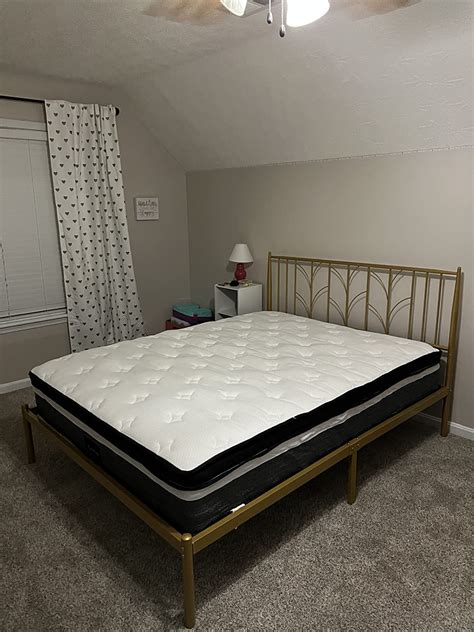 $28/mo - Finance Senfot Queen Bed Frame, Gold Metal Full Size Platform ...