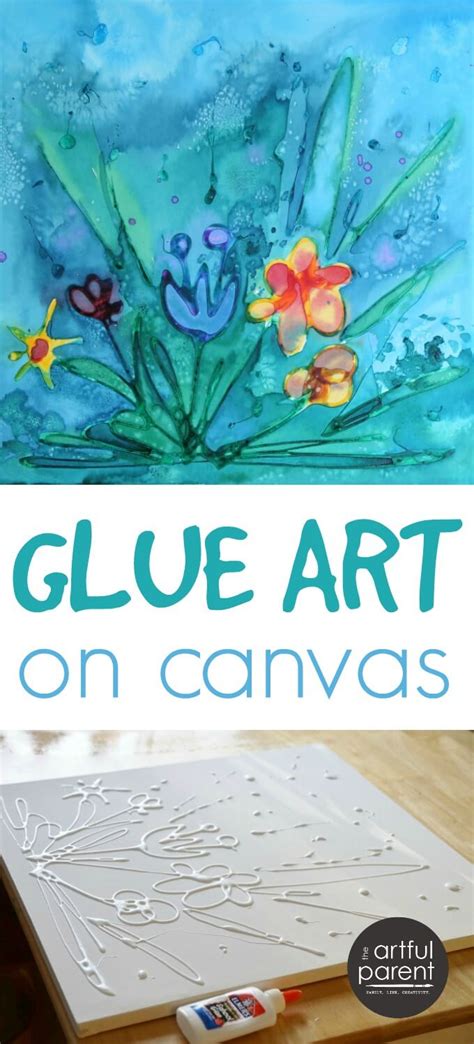 Glue Art on Canvas with Watercolors