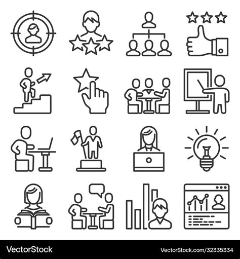 Business and managing skills icons set line style Vector Image