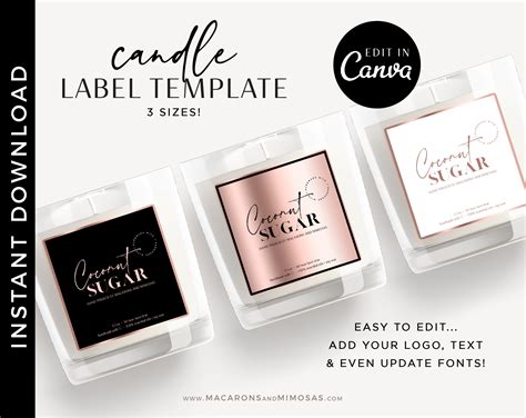 rose gold candle label Template • Macarons and Mimosas