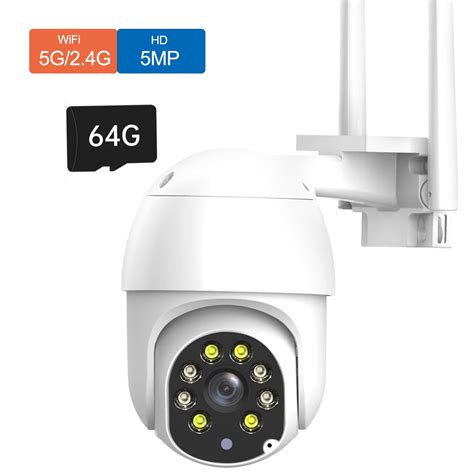 JOOAN 5MP Security Camera WiFi PTZ Camera Outdoor with 64G SD Card, 5G/2.4G Dual WiFi Auto ...