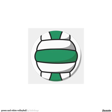 green and white volleyball round sticker | Zazzle