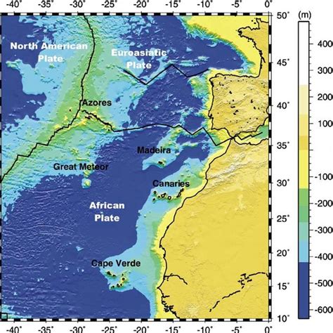 Bathymetry map of the central east Atlantic Ocean. | Download Scientific Diagram