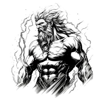 Zeus Wielding Thunderbolt Lightning Tattoo, Tattoo, Ink, Traditional Tattoo PNG Transparent ...