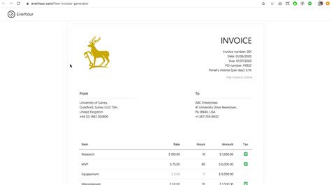 Free Invoice Template for Google Docs by Everhour [2024 Update]