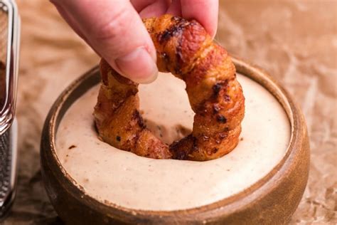 Air Fryer Bacon Wrapped Onion Rings - Kitchen Divas