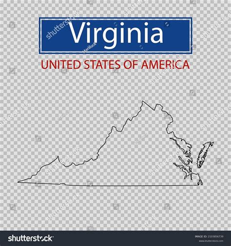 Virginia State Outline Map On Transparent Stock Vector (Royalty Free ...