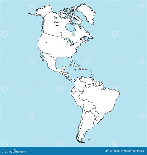 Map of North and South America. Vector Illustration Outline Map of South America, North America ...