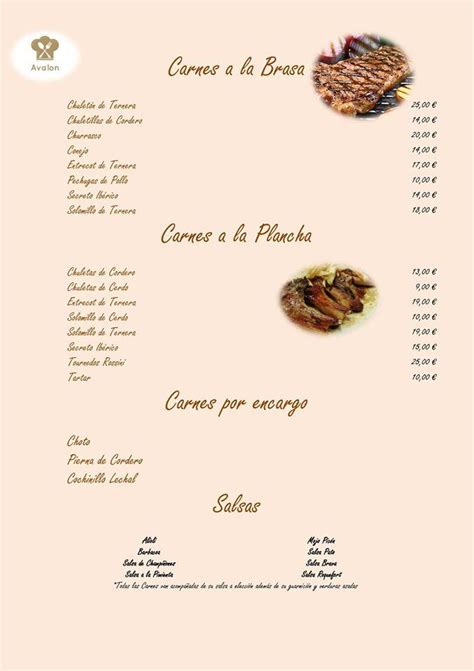 Menu at Restaurant Avalon, Salobreña, Mare Nostrum 24