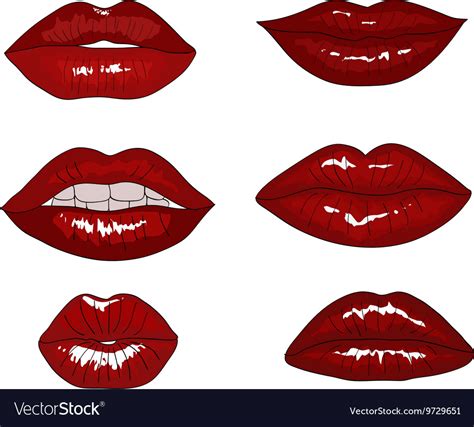Collection of hand drawn red lips Royalty Free Vector Image