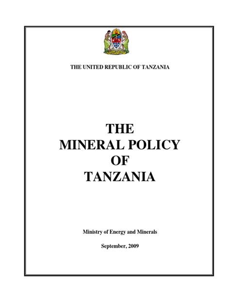 Mineral Policy of Tanzania 2009 PDF | PDF | Mining | Tanzania