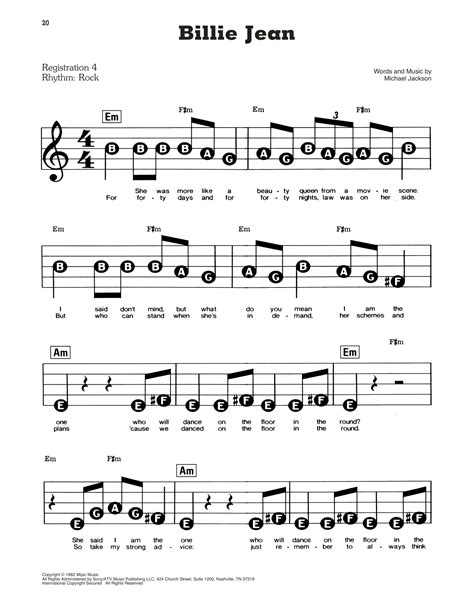 Michael Jackson Billie Jean Sheet Music Notes, Chords | Sheet music notes, Michael jackson ...