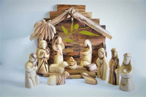 Olive wood nativity set carved Christmas tree nativity set