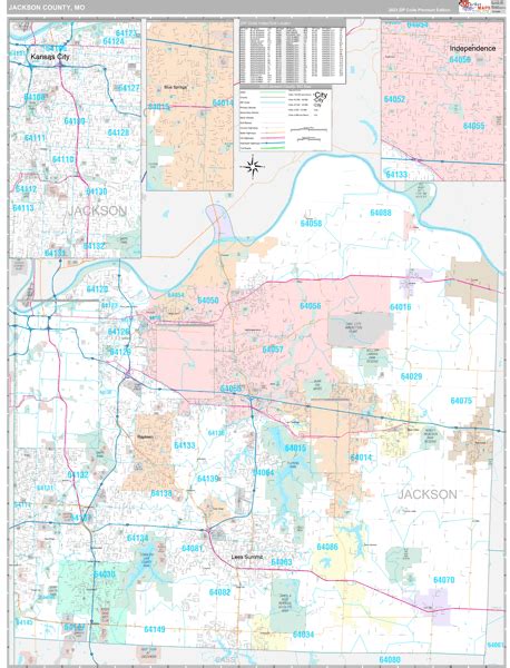 Jackson County, MO Wall Map Premium Style by MarketMAPS - MapSales