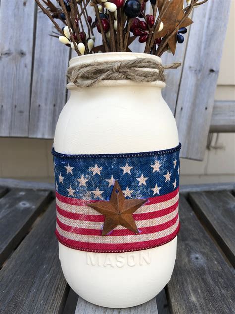 American Flag Mason Jar