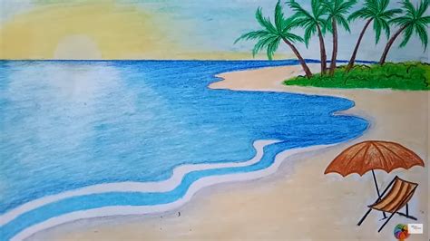 A Day On The Beach Easy Drawing - bmp-earwax