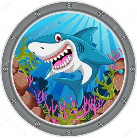 Angry shark cartoon — Stock Photo © starlight789 #126128666