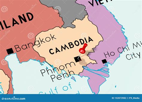 Cambodia, Phnom Penh - Capital City, Pinned On Political Map Royalty-Free Illustration ...