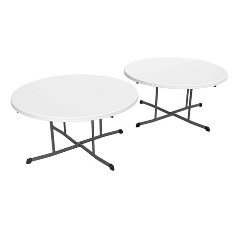 Lifetime 80883 60-Inch Round Fold-in-Half, 2 Pack, Commercial, White Granite Table - onyyou