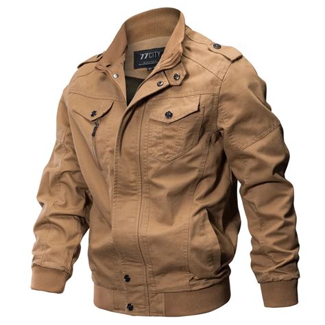 Fashion Winter Mens Military Jacket Solid color cotton Bomber Jacket ...