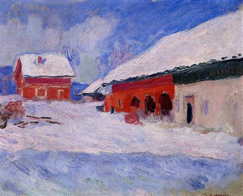 Red Houses at Bjornegaard in the Snow, Norway, 1895 - Claude Monet ...