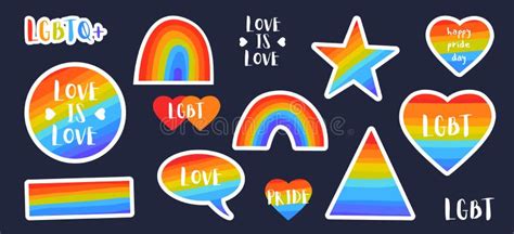 Set of Hand Drawn Rainbow LGBT Stickers. Labels, Badges and Designs for Lgbtq Theme.Large Set of ...