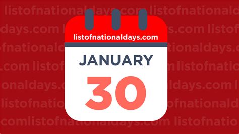 JANUARY 30TH: National Holidays,Observances & Famous Birthdays