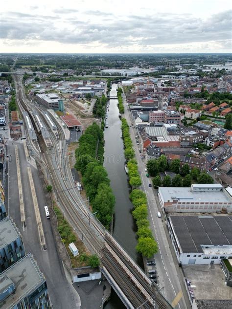 Aerial View of the Dender River and the City in Aalst, Belgium Stock Photo - Image of dender ...