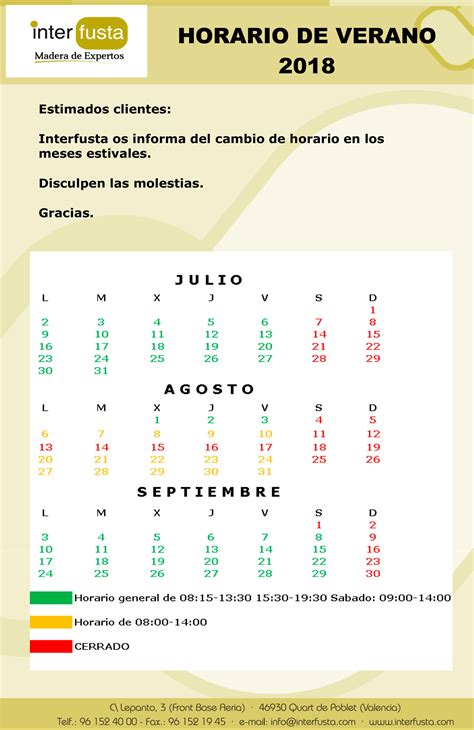 Ya estamos en verano - Horario