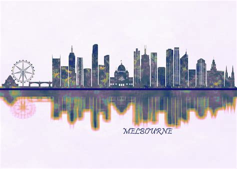 Melbourne Skyline Painting by NextWay Art - Fine Art America