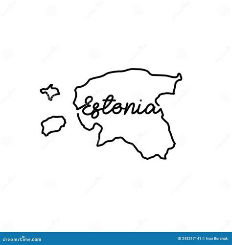 Estonia Outline Map with the Handwritten Country Name. Continuous Line Drawing of Patriotic Home ...