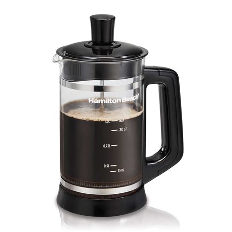 Hamilton Beach French Press Coffee Maker with Cocoa Attachment, Black - 40400