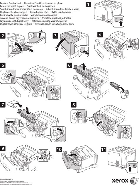 Xerox Phaser 7100 Users Manual Duplex Unit (install/replace) Instruction Sheet, 604E81240, Rev A