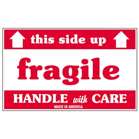 5" x 3" Fragile - This Side Up Labels, 500 labels per roll