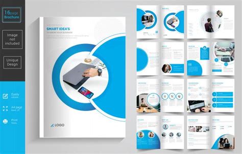 Premium Vector | Business 16 pages brochure design template | Brochure design template, Brochure ...