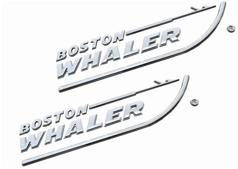 2x New Boston Whaler Logo Emblem Boats Badge 3D Decal Genuine 8-3/4" X 2" Chrome | eBay