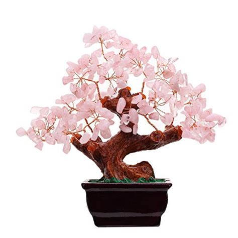 Feng Shui Natural Rose Quartz Crystal Money Tree Bonsai Style ...