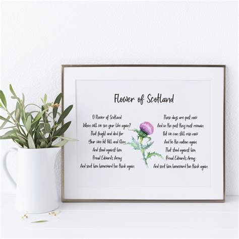 Scottish National Anthem Print Scottish Song Lyrics Flower - Etsy Canada