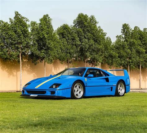 Ferrari F40 painted in Azzurro Dino w/ a Yellow & White central stripe ...