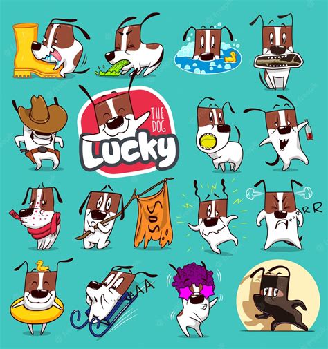 Premium Vector | Sticker collection of emoji cartoon dog emoticons