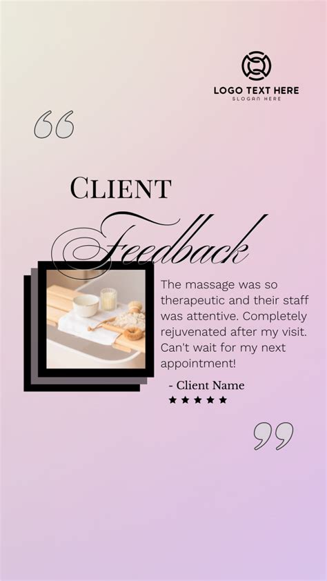 Spa Client Feedback Instagram story | BrandCrowd Instagram story Maker